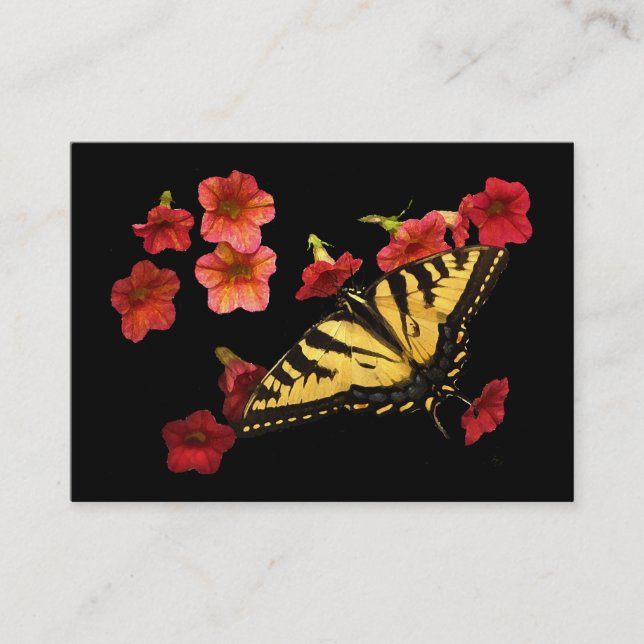 Tiger Swallowtail on Red Flowers ATC Business Card (Front)