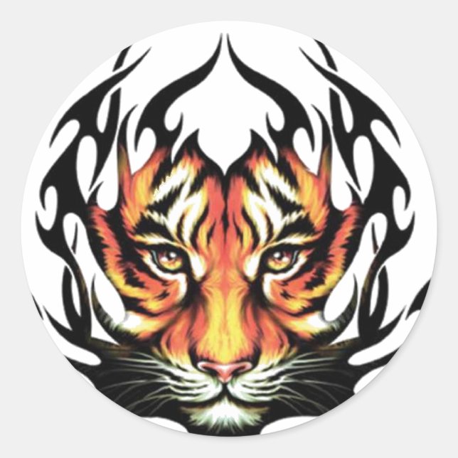 Tiger Tattoo Classic Round Sticker (Front)
