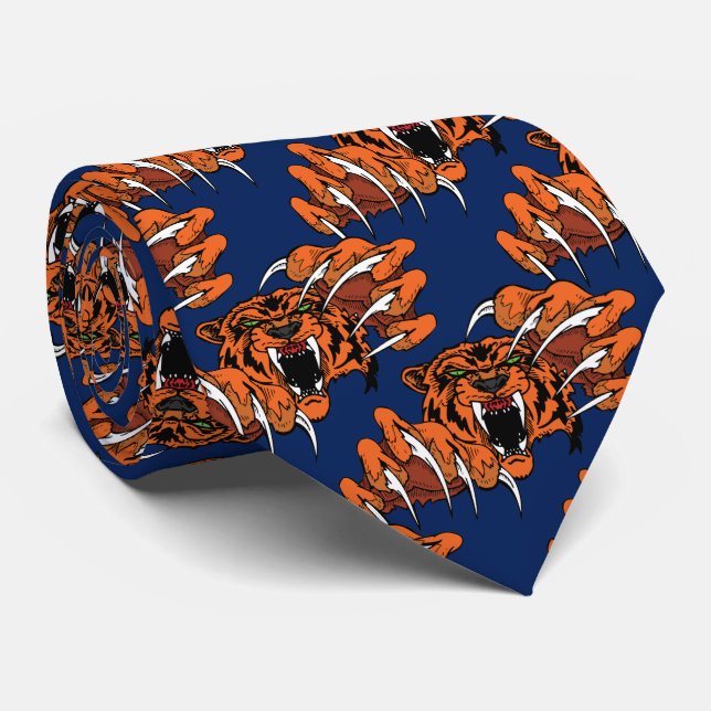 Tiger Team Mascot Football Basketball Necktie (Rolled)