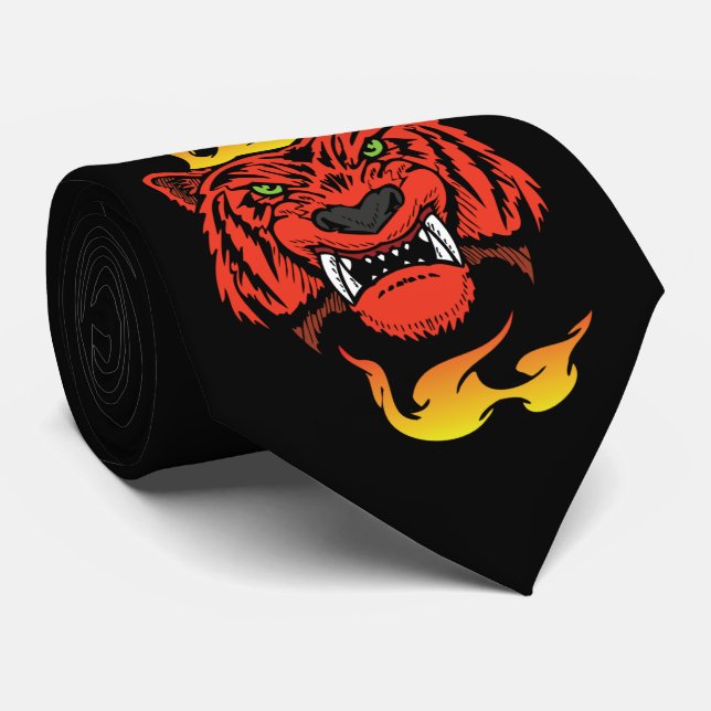 Tiger Team Mascot Football Basketball Necktie (Rolled)