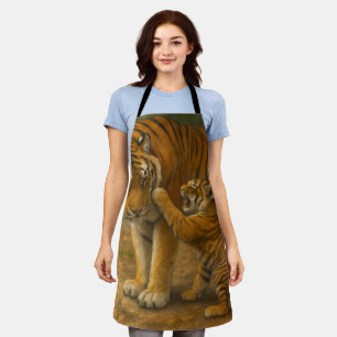 Tiger Tenderness - Parent and Cub in Forest Apron