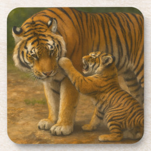 Tiger Tenderness - Parent and Cub in Forest Coaster