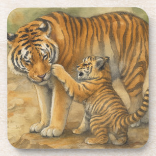 Tiger Tenderness - Parent and Cub in Forest Coaster