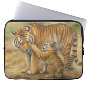 Tiger Tenderness - Parent and Cub in Forest Laptop Sleeve