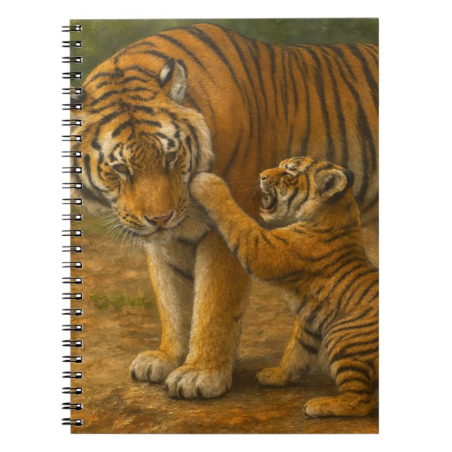 Tiger Tenderness - Parent and Cub in Forest Notebook (Front)