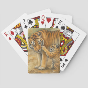 Tiger Tenderness - Parent and Cub in Forest Playing Cards