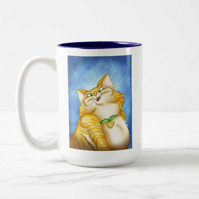 Tiger the Happy Cat Two-Tone Coffee Mug (Left)