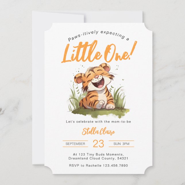 Tiger Themed Baby Shower Invitation (Front)