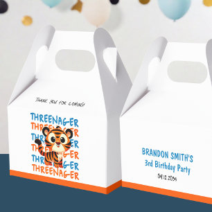 Tiger Threenager Boy 3rd Birthday Party Thank You Favour Box