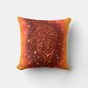 Tiger Throw Pillow Running At Galaxy Starry Night