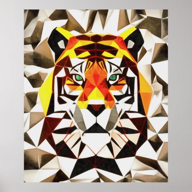 Tiger Tiger Fearful Symmetry Geometric Art Poster (Front)