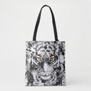 Tiger Tote Bag   Tiger Drawing   Black and white