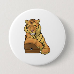Tiger Treasure chest 7.5 Cm Round Badge