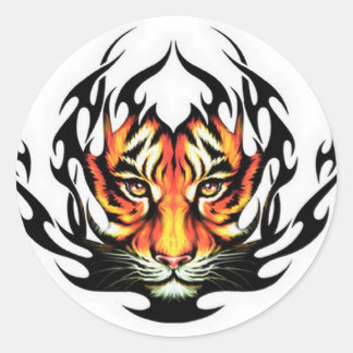 Tiger Tribal Classic Round Sticker