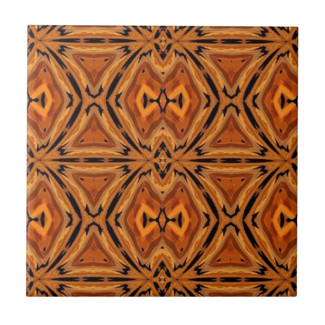 Tiger Tribal Modern Abstract Geometric Ceramic Tile (Front)