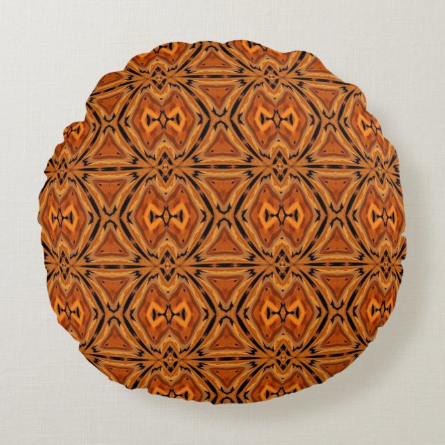 Tiger Tribal Modern Abstract Geometric Round Cushion (Front)