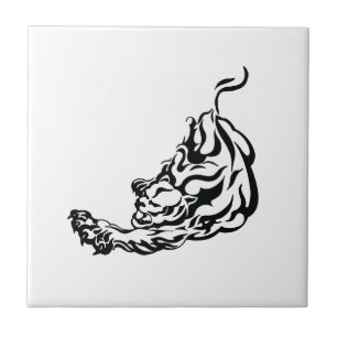 Tiger Tribal Tattoo Ceramic Tile