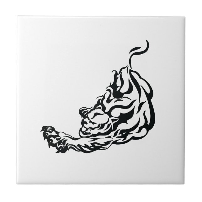 Tiger Tribal Tattoo Ceramic Tile (Front)