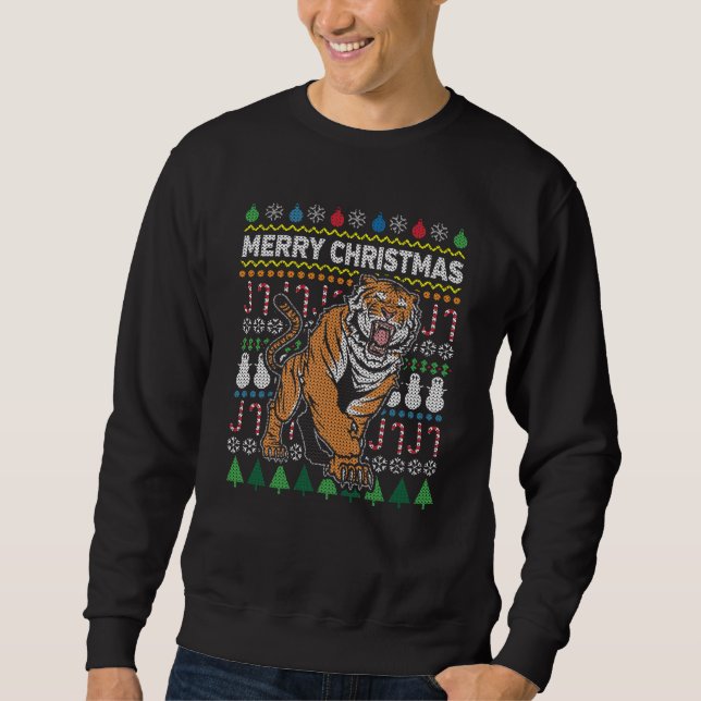 Tiger Ugly Christmas Sweater Wildlife Series (Front)