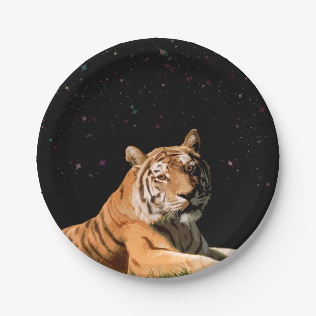 Tiger under the stars Paper Plate (Front)