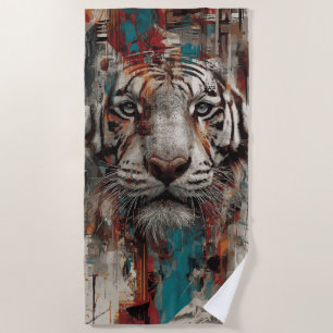 Tiger Urban Street Art Portrait Beach Towel