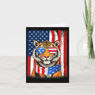 Tiger Us America Flag Men Women 4th Of July Patrio Card