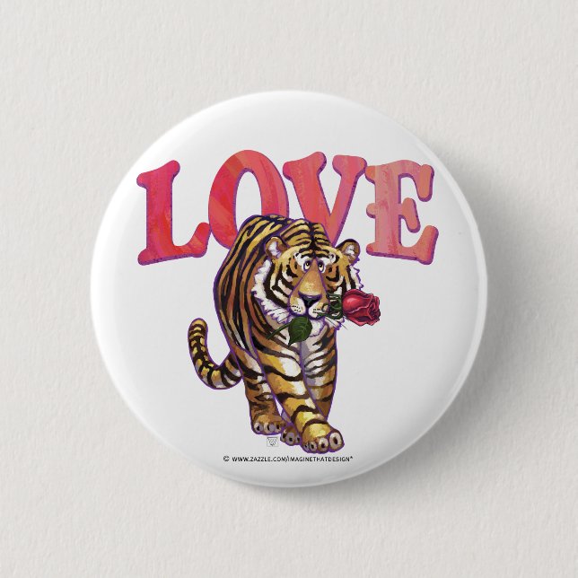 Tiger Valentine's Day 6 Cm Round Badge (Front)