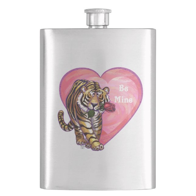Tiger Valentine's Day Hip Flask (Front)