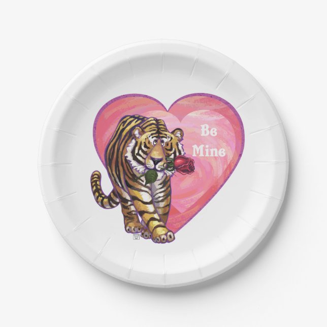 Tiger Valentine's Day Paper Plate (Front)