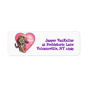 Tiger Valentine's Day Return Address Label