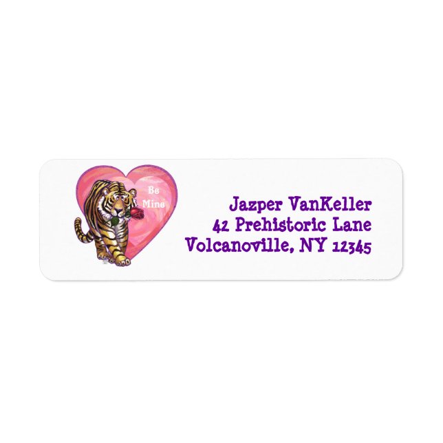 Tiger Valentine's Day Return Address Label (Front)