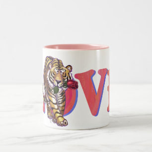 Tiger Valentine's Day Two-Tone Coffee Mug