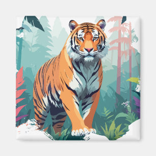 Tiger Vector Art Animal Majestic Nature Wildlife Magnet