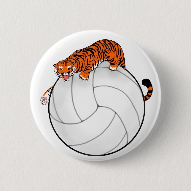 Tiger Volleyball Button Pin (Front)