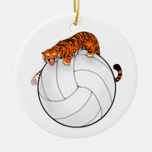 Tiger Volleyball Ceramic Christmas Ornament