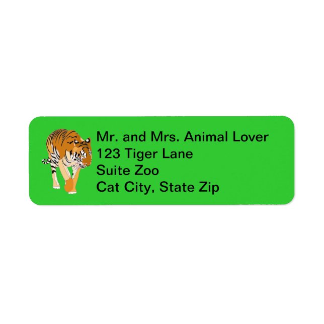 Tiger Walking Digital Painting Address Labels (Front)