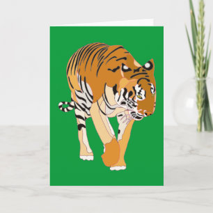 Tiger Walking Digital Painting Greeting Cards
