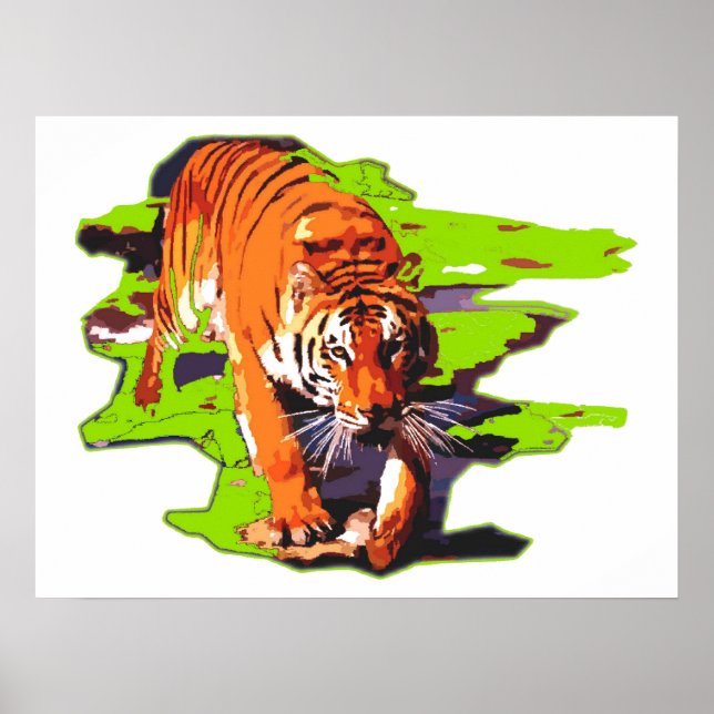 Tiger Walking Pop Art Poster (Front)