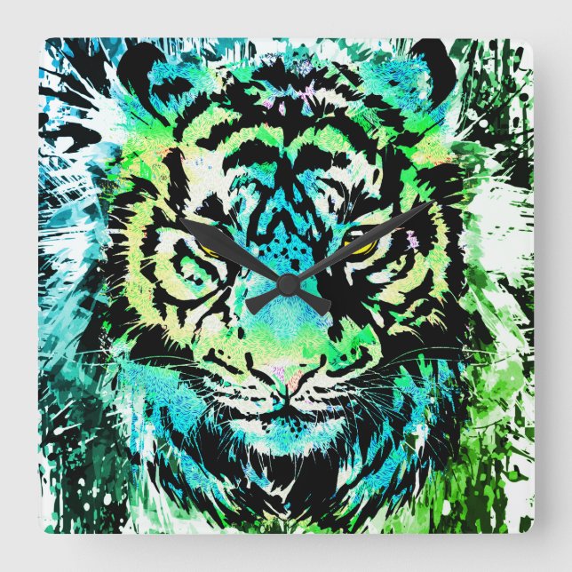 Tiger Wall Clock - Colourful Tiger Eyes  (Front)
