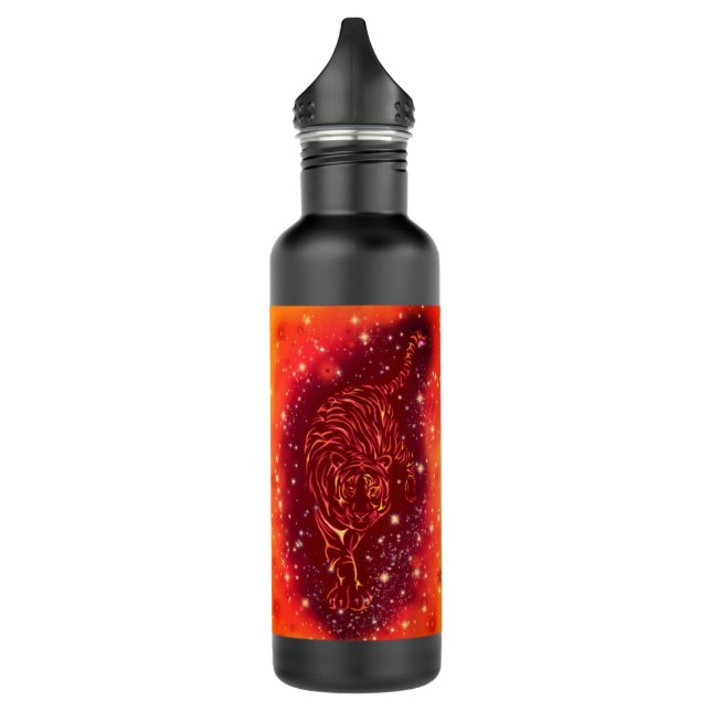 Tiger Water Bottle Running In Starry Night Fantasy (Left)