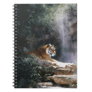 Tiger Waterfall Lair Jungle Serenity Art Notebook