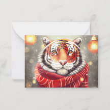Tiger wearing a scarf for the holidays