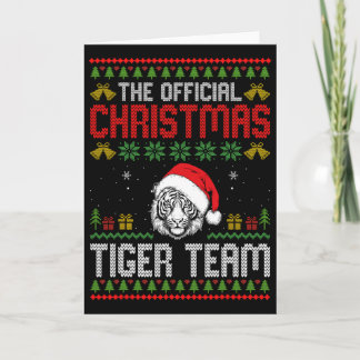 Tiger Wearing Santa Hat Xmas Lights Merry Christma Card