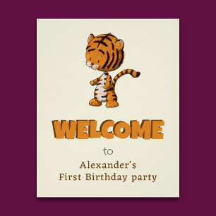 Tiger Welcome First Birthday Party Poster