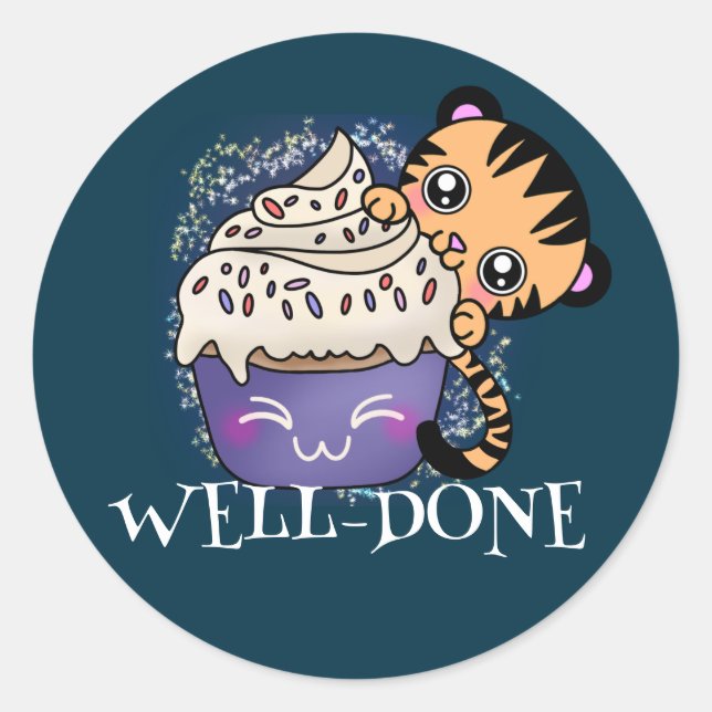 Tiger Well-done Motivation Kids Achievement Classic Round Sticker (Front)