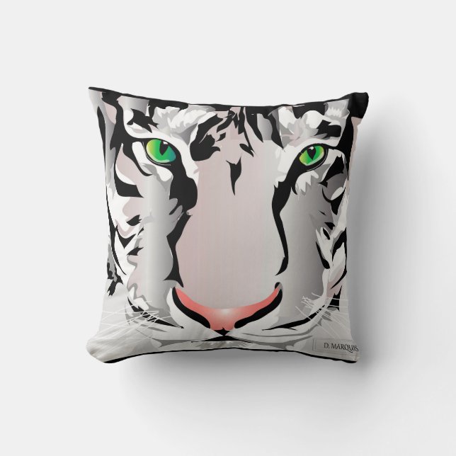 TIGER-WHITE/GREY THROW PILLOW- CUSHION (Front)