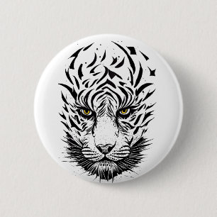 Tiger Wild Animal Nature Illustration Art Tattoo 6 Cm Round Badge