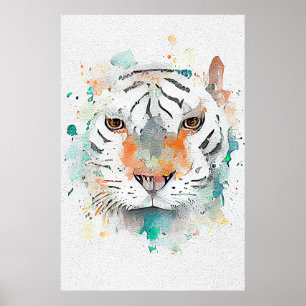 Tiger Wild Animal Nature Watercolor Art Painting Poster