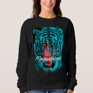 Tiger Wild Cat Colorful Ferocious Animal Jungle Mo Sweatshirt