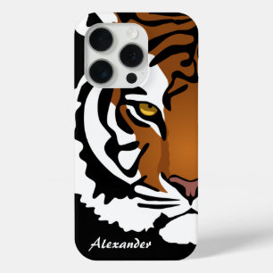 Tiger, Wild Cat on Black iPhone 15 Pro Case